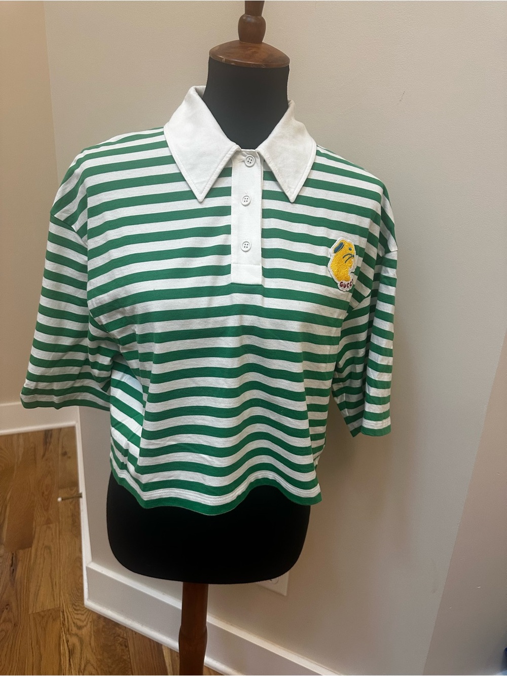 Gucci Green and White Striped Shirt